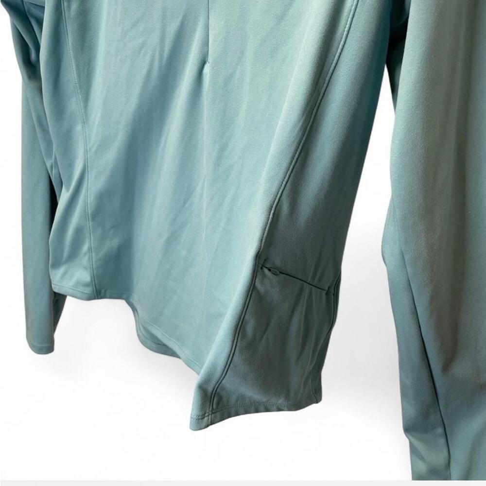 Reebok Quarter Zip Pullover Thumbhole Sleeve Teal Blue Large Women's - Picture 3 of 10